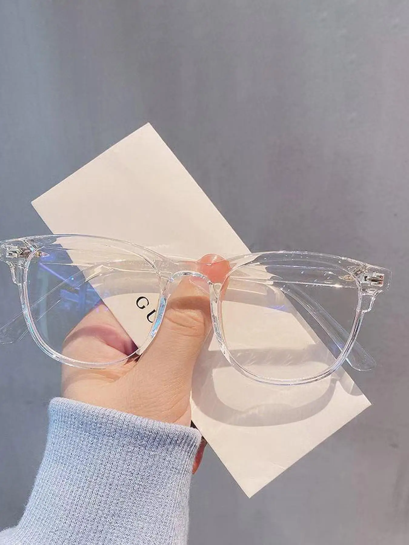 Summer Simple Eyeglasses for Men and Women, Fashion Transparent Square Frame Eyeglasses with Anti-blue Light Lenses for Everyday Use, Fashion Accessor