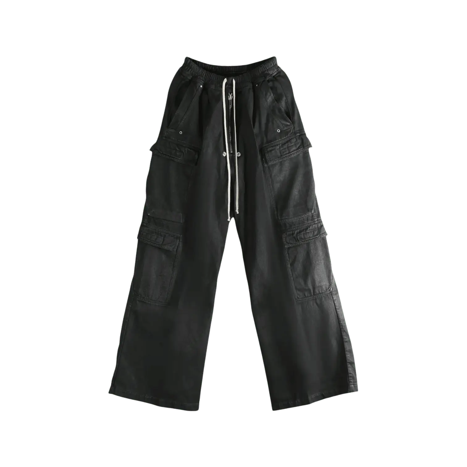 Rick Owens Waxed Cargobelas Black Pants