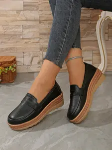 3-color women's thick soled loafers, fashionable and versatile, suitable for all seasons, comfortable shoes for casual or formal occasions, Walking Shoes, Flatform
