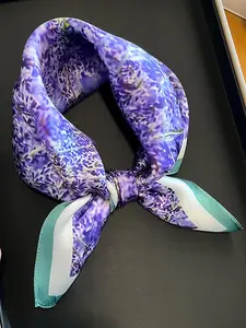 Fashion Lavender Print Scarf, Multi-Use Silk Shawl, Perfect for Outdoor Travel Dating, Versatile Decorative Accessory