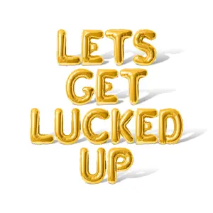 Letter Balloons - LETS GET LUCKED UP 16" Inch Alphabet Letters Foil Mylar Balloon St. Patrick's Day Party Banner