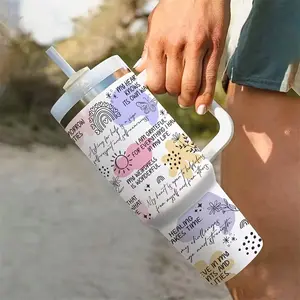 Featuring Daily Affirmations for Mental Health, Self-Love, And Positive Quotes, Suitable for Coffee, Milk, Beer, And Other Beverages (Includes a Straw That Is Stored Inside The Cup).