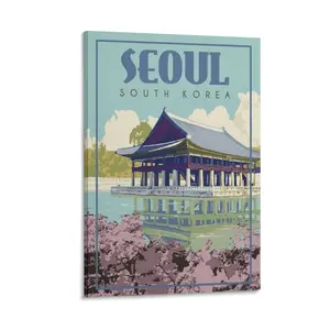 Seoul South Korea Vintage Travel Poster Poster Canvas Wall Art For Bedroom Decor Bar Office Room Decor Gift