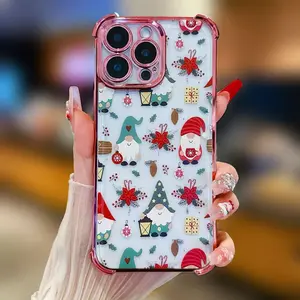 Santa Claus cartoon pattern mobile phone case, suitable for iPhone17promax, iPhone16promax, iPhone11/12/13/14/15 multiple models, Christmas mobile phone case, transparent anti-fall smartphone case, Christmas gift