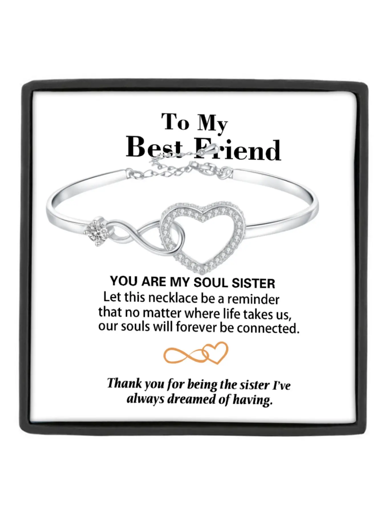To My Best Friend Bracelet Infinity Heart CZ Bangle Bracelet Dainty Heart Zirconia Birthday Gift,Christmas Gift Friendship Gift Heart Cuff Bracelet Elegant Minimalist Bangle Heart Shaped Bracelet