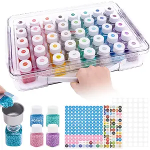 40 Slots Diamond Painting Storage Containers, Bead Organizer for Diamond Art Accessories, Clear Plastic Storage Boxes with Foam Base and Label Stickers for Beads Seeds Rhinestones (1 Pack)