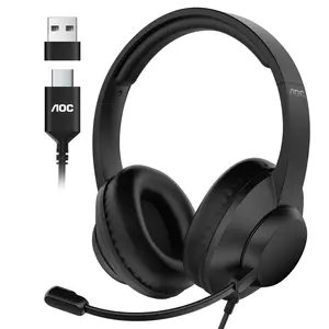 Wired Headset with ENC Noise Cancellation, Over-Ear Cushions, Adjustable Volume Dial & Flexible Mic – Clear Calls All Day