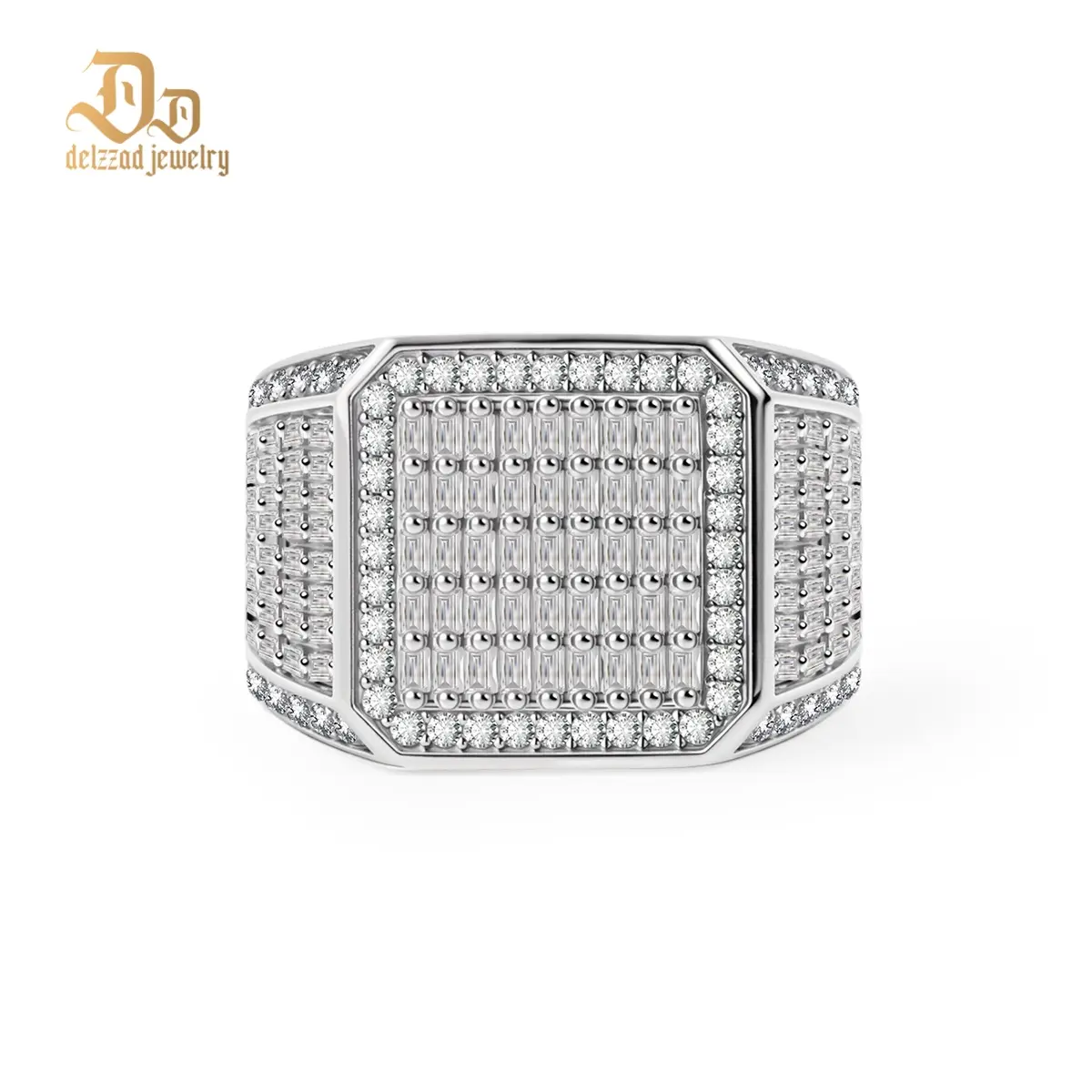 Delzzad 1.8ct Empire Glace Ring VVS Synthetic Moissanite Ring Jewelry Copper Band Unisex Hip Hop Ring Prism Palace Band Ring Signet Ring Perfect Birthday Engagement Wedding Anniversary Christmas Valentine's Day Gift