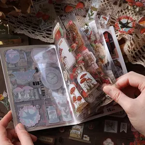 Random Color Vintage Sticker Book (20pcs/book), Scrapbooking & Journal Making Material Paper, DIY Decorative Sticker for Stationery Computer Water Bottle