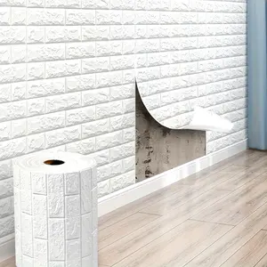 wallpaper Self-Adhesive 3D Brick Wallpaper Sticker - Waterproof &, Easy Peel & Stick for Bedroom Renovation, Contemporary Irregular Foam Pattern, 19.7"x196.85" Large Roll, Peel-and-Stick Moisture-Prone Areas, Home