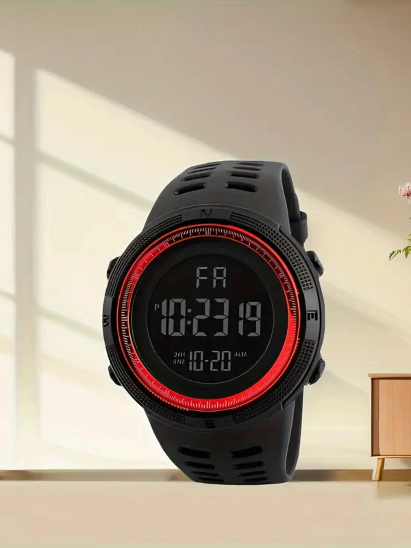 New Men's Trendy Large Dial Digital Watch with Smart Timer, Alarm, Dual Calendar, Luminous Feature, Sporty Rubber Strap, Digital Wristwatch, Trendy Multifunctional Watch