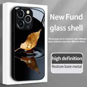 Phone Case - Fallen Leaf Water Drop Reflection HD Glass Phone Case, Suitable for Iphone 17/17Pro/17Pro Max/17Air/16 Plus/16 Pro/16 Pro Max/15/15 Plus/15 Pro/15 Pro Max/14/14 Max/14 Pro/14 Pro Max/13/13 Pro/13 Pro Max/12/12 Pro/12 Pro Max/11/11 Pro/1