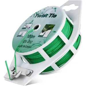 Twist Ties - All-Purpose Coated 328feet Garden  Ties with Trimmer Garden Twine Support Ties  for Gardening  Growth and Care, Office Home  Organization (Green)