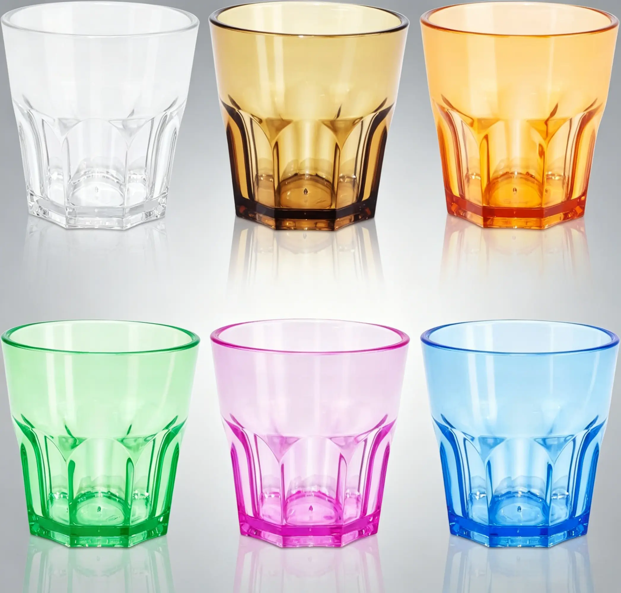 [HUOMAQFAN] 6-Piece Unbreakable Lightweight Acrylic Plastic Drinking Glasses, 160ml Rainbow Anti-Stick Stackable Tumblers, Durable Kids Cups for Picnic, Camping