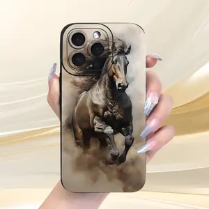 New Advanced Creative Design Black Horse Pattern Shockproof And Drop-Proof Mobile Phone Case Ultra-Thin Matte Feel Anti-Fingerprint Effect for Iphone 17 15 Pro Max XS X Plus Mini SE Can Be Given As a Gift to Male Female Friends Protector Cover