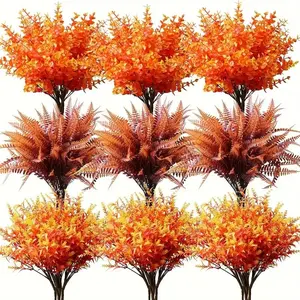 Artificial Maple Leaf, 12/24pcs/set Fake Maple Leaf, Decorative Plants, Outdoor Faux Plants for Home Party Wedding Anniversary Festival, Fruit