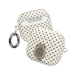 Cute Polka Dot Cat AirPods Case – Kawaii Minimal Aesthetic – Soft Protective Silicone Cover with Keychain for AirPods Pro 2 3 4. Gift. David sells phone cases