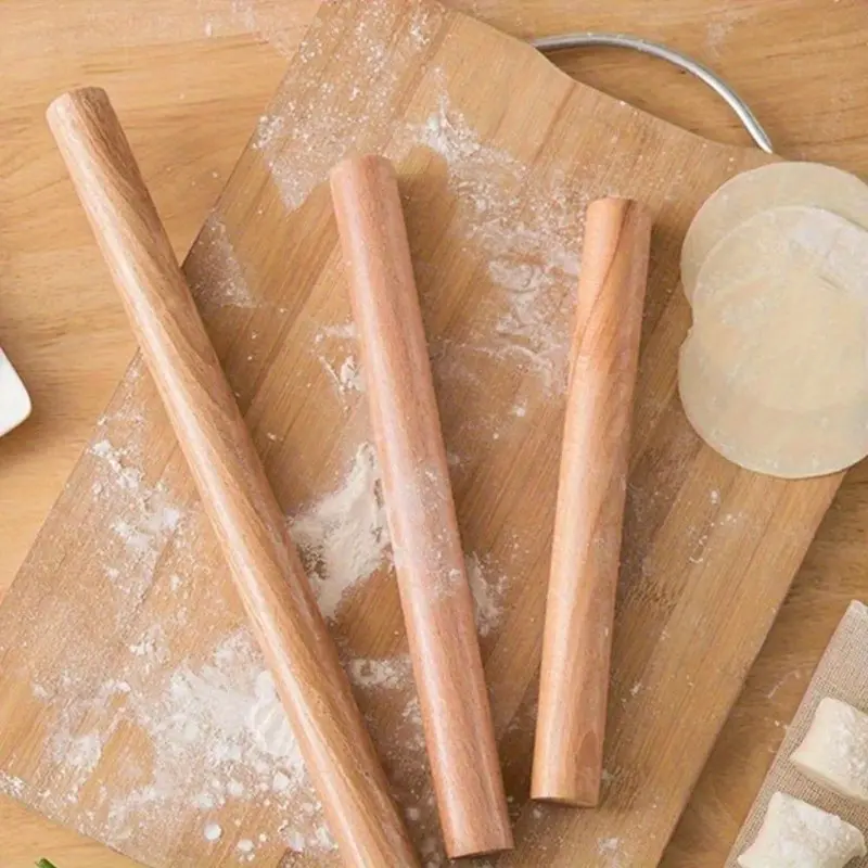 Premium Beech Wood Rolling Pin - Wooden, Ergonomic, Non-Stick Dough Roller for Pizza, Pie, Cookies & More - Durable Kitchen Baking Tool with Comfort Grip Handle - Baking Essentials