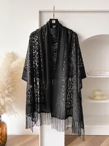 Women's Solid Color Fringe Trim Sheer Wrap Shawl, Elegant Soft Lightweight Scarf for All Seasons, Fashion Accessories for Women & Girls