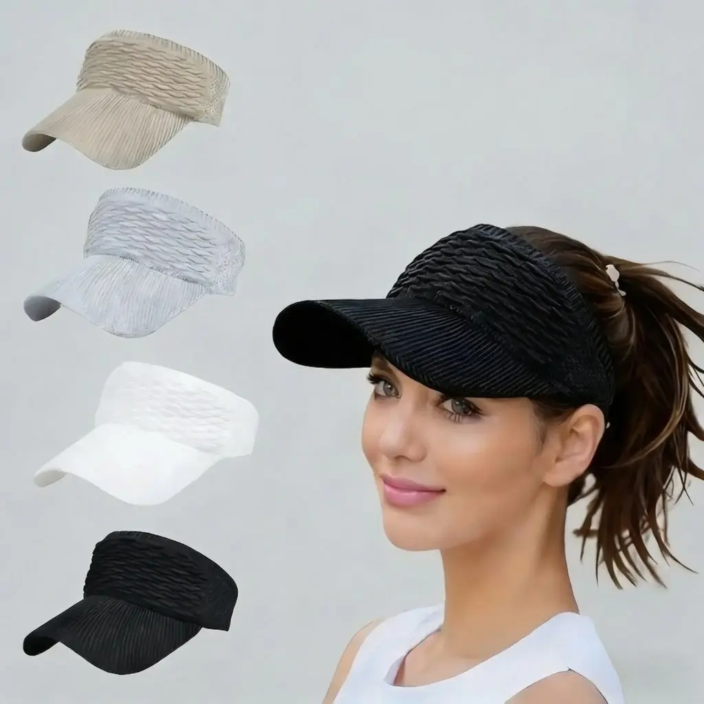 Women's 4-Pieces Open Top Ponytail Baseball Caps - Adjustable Athletic Hats with UV Sun Protection, Stay Cool for Outdoor Sports, Casual Outings, Head Cover