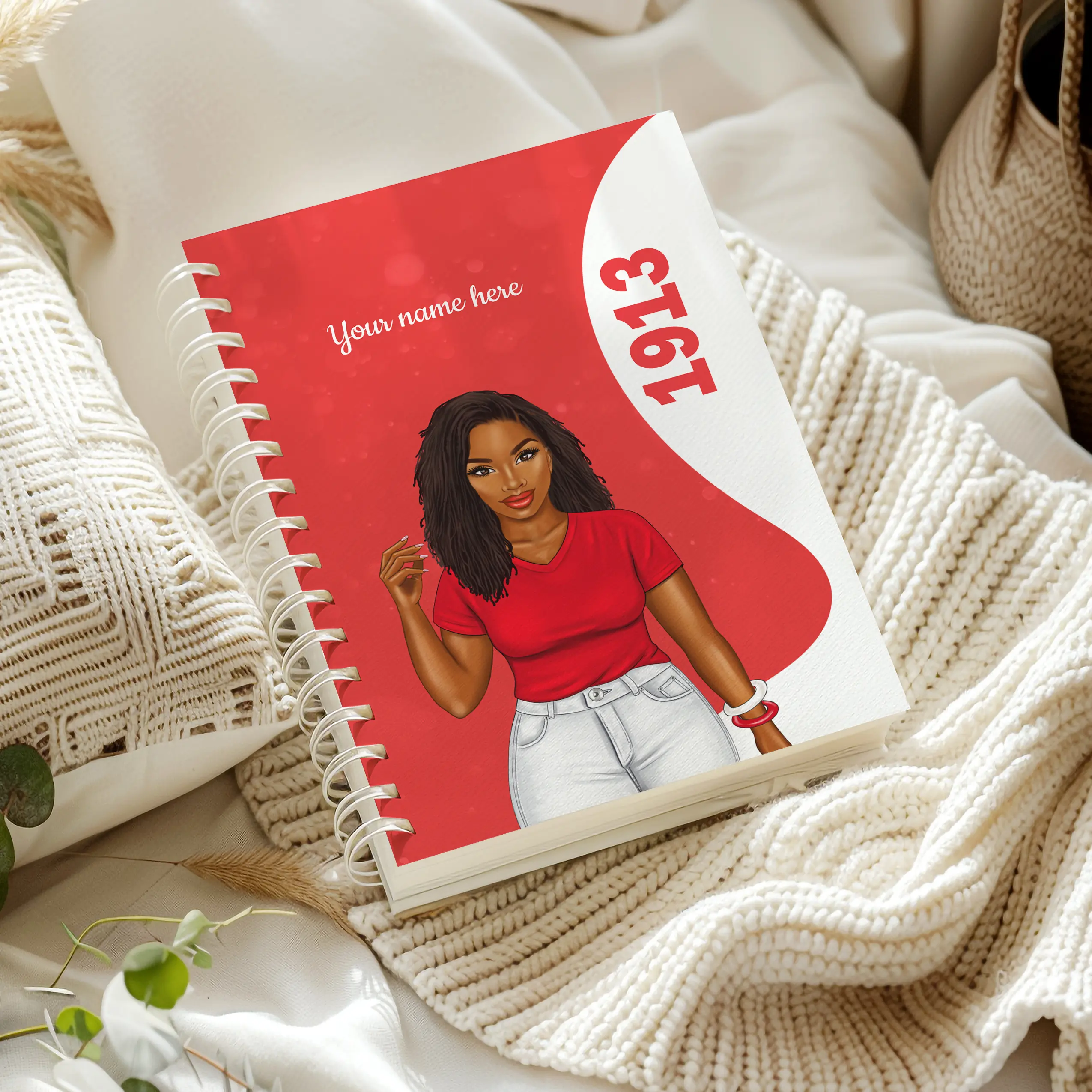 1913 Delta Personalized Hard Cover Notebook - Customizable Name Print, 100 Pages=50 Sheets (White Spiral), 70lb Text-Weight Paper, Lined/Blank Pages, A5 (5.83”x8.27”) & Various Sizes, All Seasons Office Stationery for Entrepreneurs