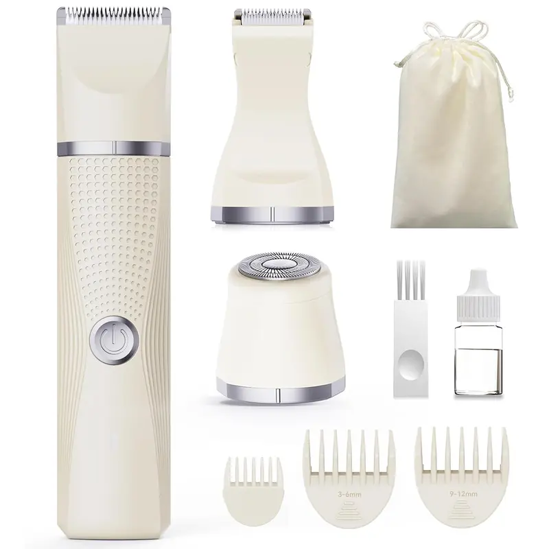 Unibono 3-in-1 Electric Razor for Women Waterproof Bikini Trimmer Rechargeable Shaver with 3 Detachable Blades USB-C Fast Charging IPX7 Waterproof for Dry & Wet Use - Multifunctional