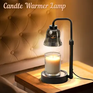 1 PC Candle Warmer Lamp with Timer, Adjustable Height Candle Warmer, Dimmable, Home Decor, Wax Warmer Lamp for Jar Candles with 2 Bulbs, Black