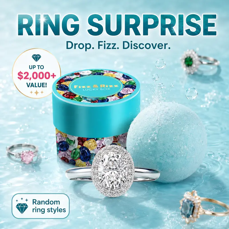 FizzandRizz by Yorkett Meticulously Designed Unique Prong-Set Women's Fashion Ring - Fizz Bomb Reveal Accessory with Delightful Surprise, Dive Into Excitement, Daily Wear, Ideal Gift for Female Adults, Accessories for Women