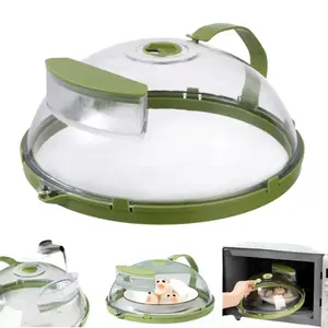 1 set microwave steamer with splash-proof lid, transparent microwave splash-proof lid with handle and water tank, microwave food cover, household kitchen gadgets and accessories, Kitchen Utensils Gadgets