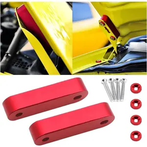 Car Hood Spacer Riser Kit, Aluminum Alloy Front Hood Vent Spacer Modification Kit, Car Hood Vent Spacer Riser Bolts Washers, Car Replacement Accessories Compatible with Most Cars (Red)