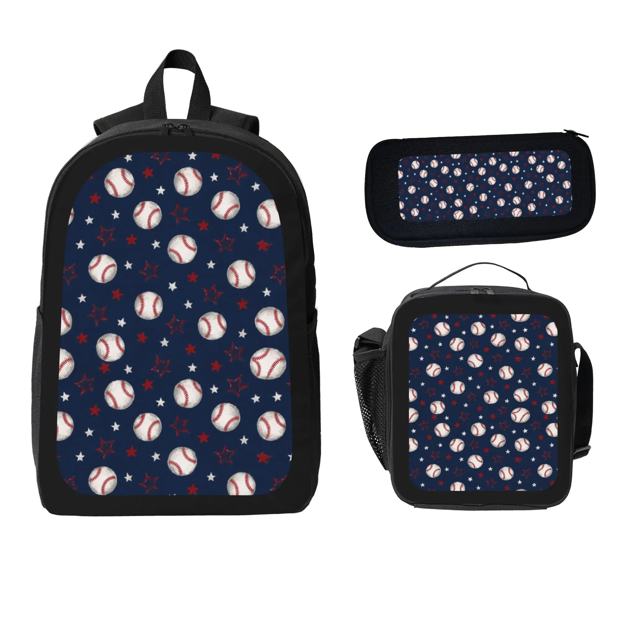 back to school shopping jansport Kids Baseball Backpack Set 3PCS, Sports Theme School Backpack with Lunch Bag & Pencil Case, Lightweight Student Bag for Boys Girls, Back to School Gift