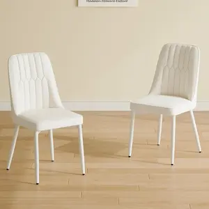 Modern Armless Dining Chair, Metal Four Legs Stable Upholstered Side Chair, Elegant Minimalist Accent Chair, Easy Assembly Durable Leisure Chair for Dining Room Kitchen Living Room