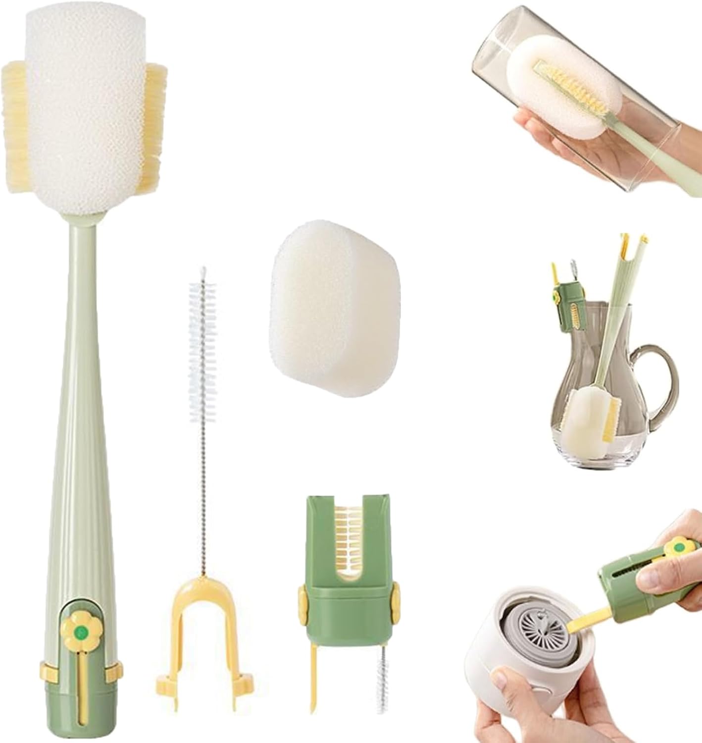 Multifunctional 5-in-1 Bottle Brush – Great for Cleaning Cup Lids & Home Kitchen Chores