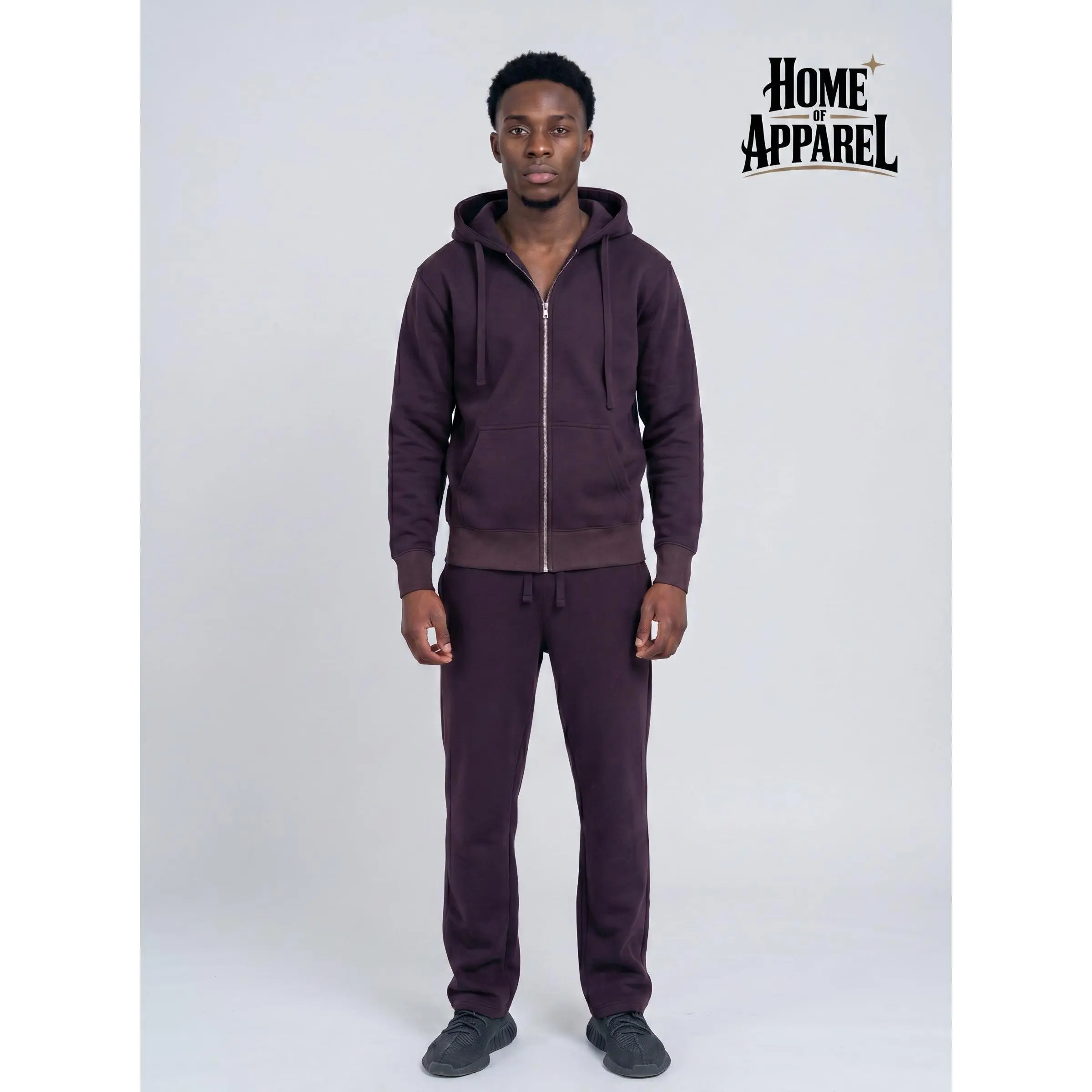 Dark Brown Sweatsuit - Full Zipper Heavy weight Cotton Fleece