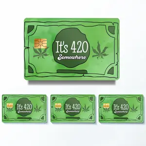 Marijuana Themed Credit Card Skin Sticker, Adhesive Decals, 4 Counts/Set Thin Waterproof & Scratch Resistant Credit Card Skin Sticker, Personalized Bank Card Decorative Sticker, Customizable Stickers