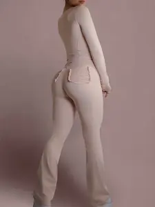 Bratty High Waisted Flare Leggings (Creamy Pink)