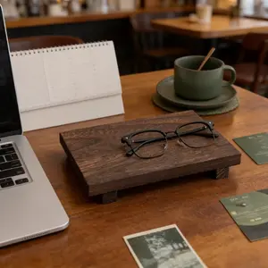 2-piece set of Ins style wooden storage shelves, handmade antique craftsmanship desktop storage display shelves, photo atmosphere props, stable four legged design, multifunctional storage, natural wood grain texture