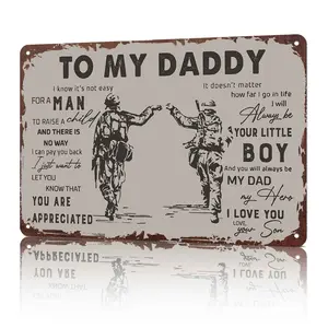 8x12 in Aluminium Military Soldier Silhouette Sign, Dad Gifts Heartfelt Father's Day Wall Decor Plaque for Home & Veteran Space, Vintage Rustic Home Supplies