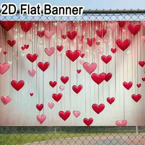 2D flat banner, 1pcValentine's Day Heart String Backdrop, Red Pink Heart Garland Decoration for Romantic Party Decor, Festive Love Themed Photo Booth Prop
