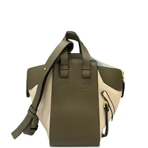 Pre-owned Loewe Leather tote bags Small Hammock Calfskin Grey Green (oy022526a7)