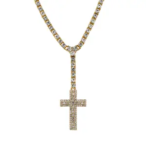 Cross Lariat Necklace – 16" with Simulated Cross Accents