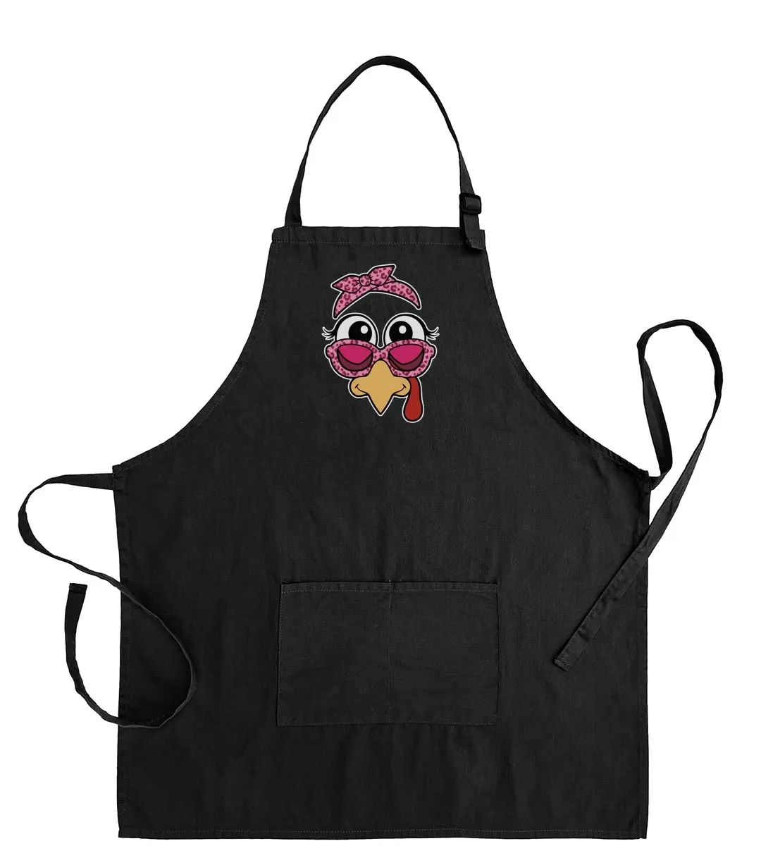 ThisWear Funny Thanksgiving Turkey Ms Turkey Face Two Pocket Adjustable Bib Apron Kitchen Accessory