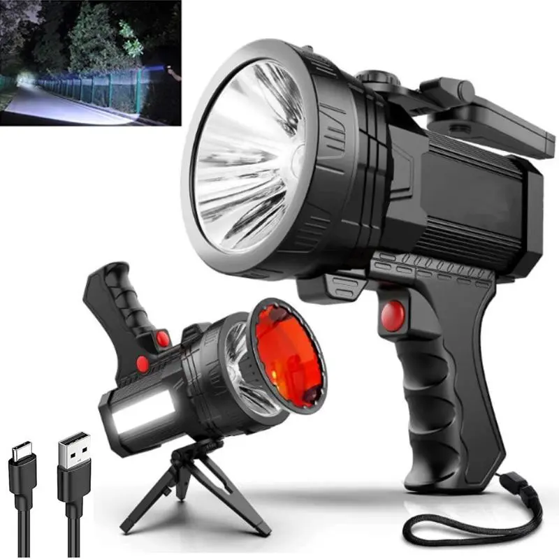 1000000 High Lumen Flashlight, Outdoor/Indoor Spotlight, Rechargeable Spotlight Flashlight, Waterproof Outdoor Handheld Spotlight, Built-in 15200mAh Power Bank, Suitable for Boating, Fishing, Camping, Hunting Accessories Searchlight Flashlight