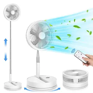 Portable Foldable Rechargeable Oscillating Fan - 9" 7200mah Battery Operated USB C Small Fan Remote, Quiet Table Desk Fan Folding Standing Pedestal Fans for Bedroom Rome Office Camping Travel