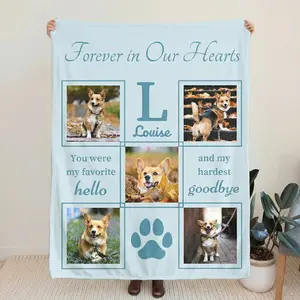 Custom 5 Photo Pet Blanket – Personalized Memorial Throw for Dog & Cat Lovers