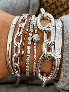 Women's Chunky Beaded Bracelet Set, Vintage Design Jewelry Gift for Women & Girls, Perfect for Daily Wear, Party, Holiday