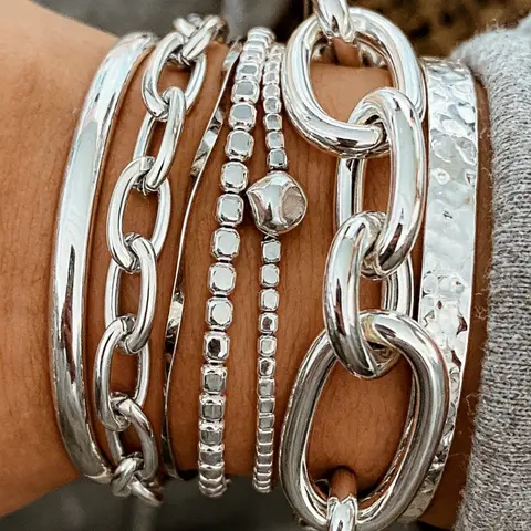 Women's Chunky Beaded Stackable Bracelets Set, Vintage Design Jewelry Gift for Women & Girls, Perfect for Daily Wear, Party, Holiday, Stacked Design Bracelets