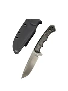 Defcon Fixed Blade Shredded Carbon Fiber G10 Handle D2 Steel Kydex Sheath Knife