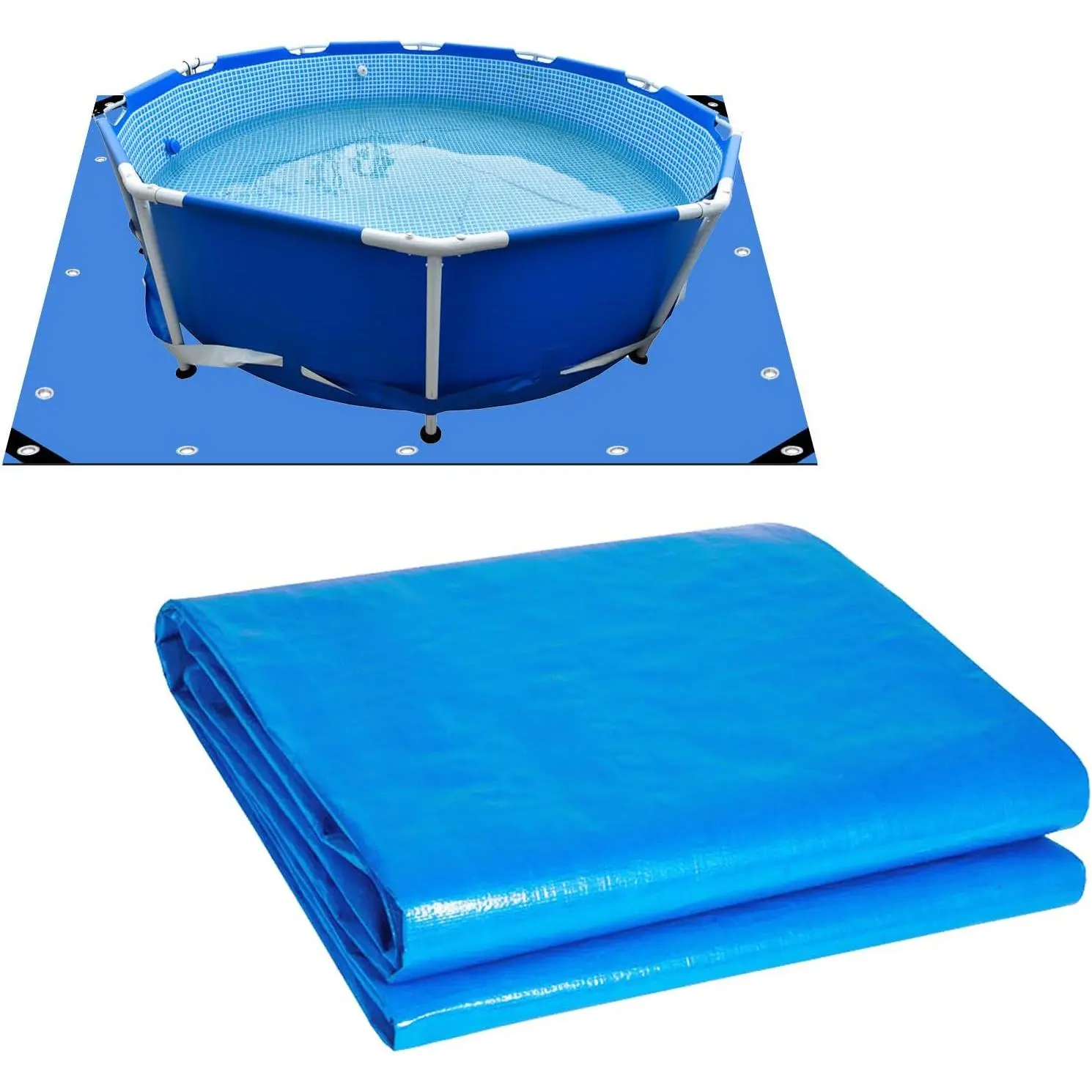 12Ft Square Swimming Pool Ground Cloth,  Heavy Duty Swimming Pool Liner Pad Ground Cloth Mat for Above Ground Protector Pad Pool Tarp
