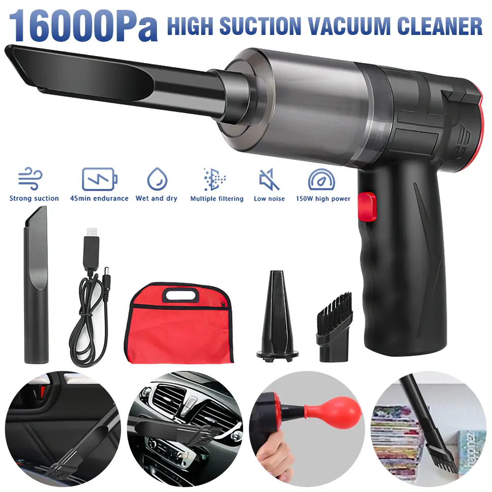 3 in 1 Handheld Cordless Car Home Vacuum Cleaner 16000Pa Mini Air Blower Duster, 150W Portable Car Auto Home Wireless, Wet & Dry High Power Strong Suc
